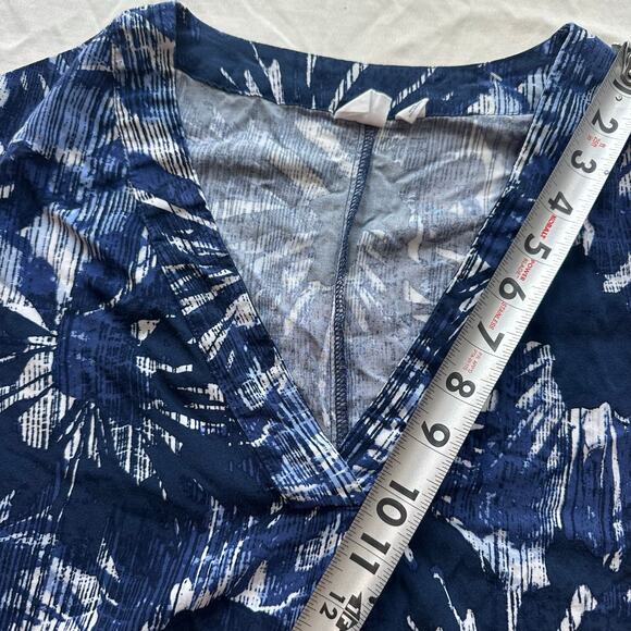 GAP Blue, Floral Print, VNeck, Pocketed, Cuffed Short Sleeve, Shirt Dress- S - Picture 8 of 10